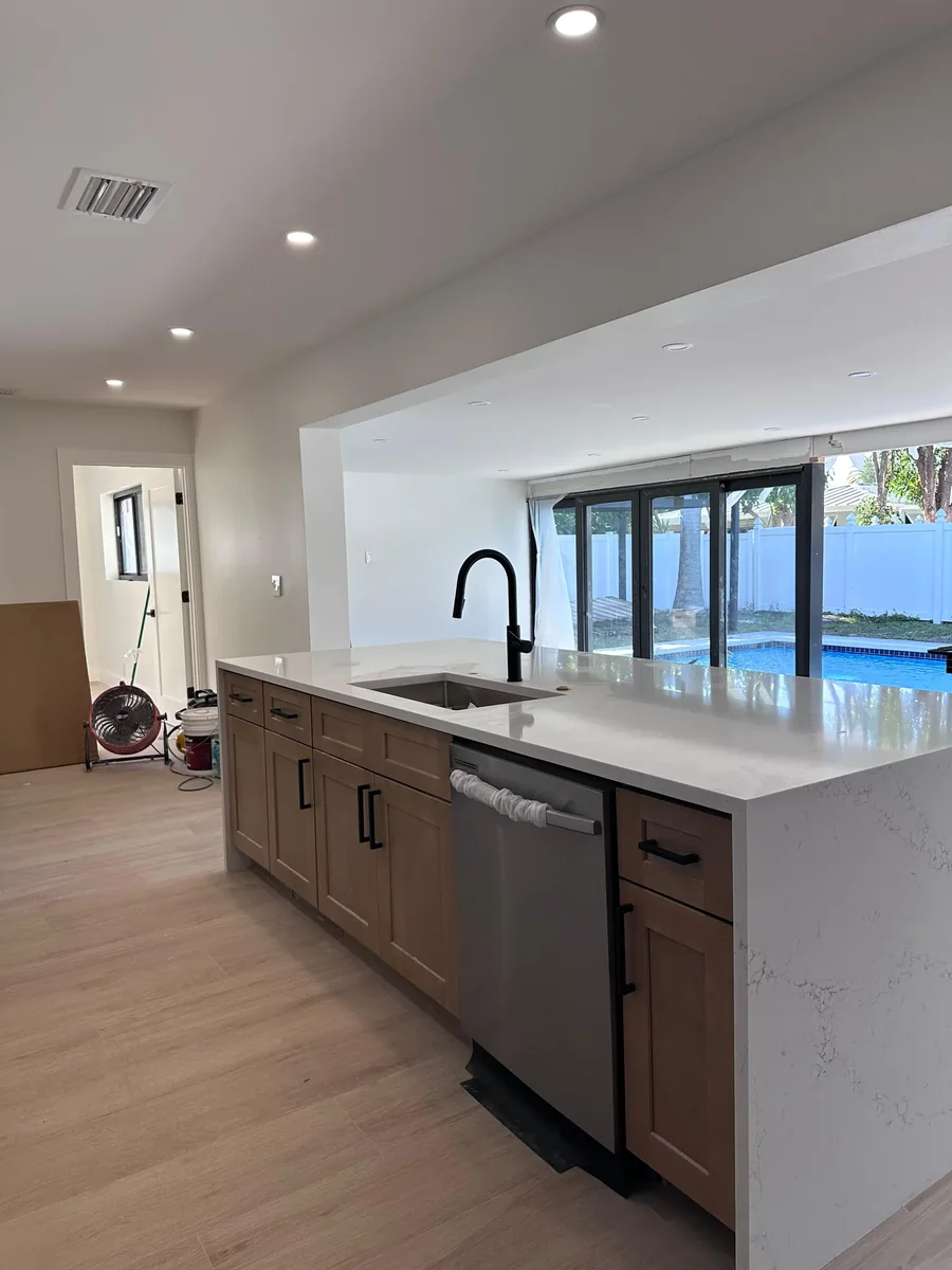 Open-plan kitchen and living room remodel