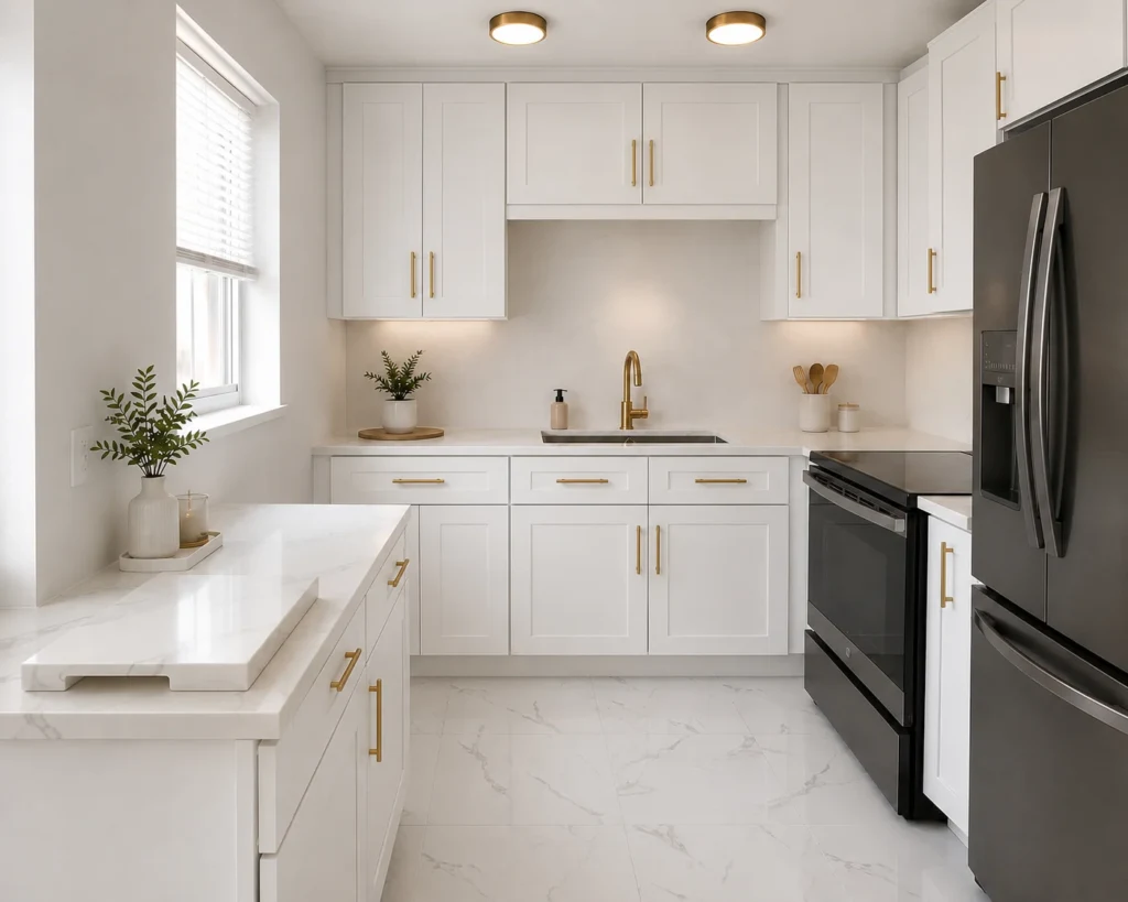 Finished white shaker kitchen